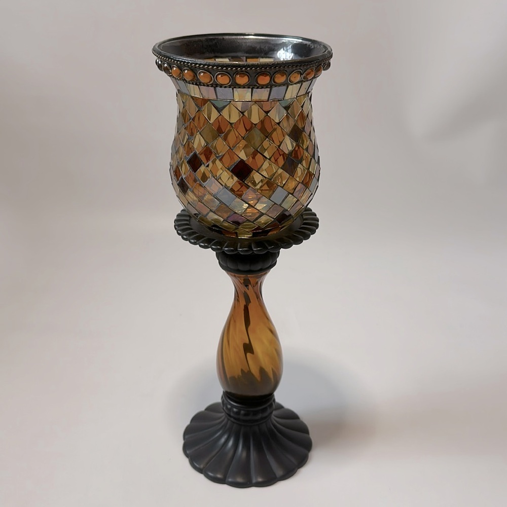 PartyLite Global Fusion Mosaic Glass Tile Candlestick